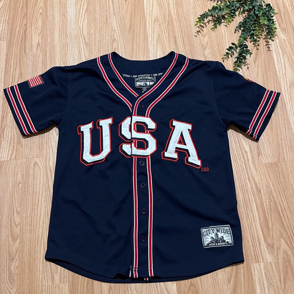 Steve & Barry's City Wide Stitched Kids Vintage USA Baseball Jersey 18-20